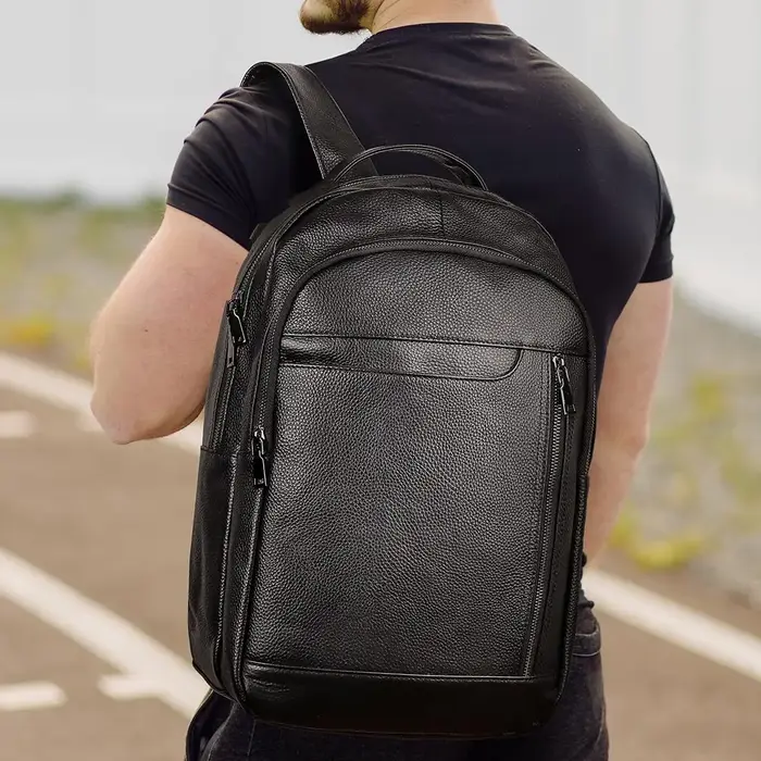 Sac à dos en cuir véritable pour homme