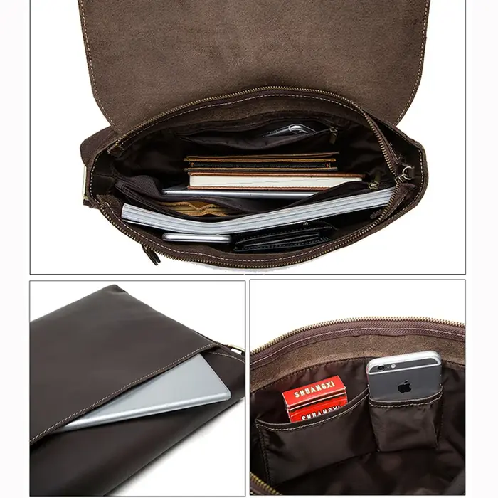 WESTAL Crazy Horse cuir hommes porte-documents pochette d'ordinateur sacs de bureau pour hommes couv