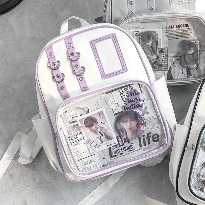 Mini sac à dos Y2K mignon pour femme, sac Ita Kawaii, sac à dos transparent pour fille, sac à dos DIY, sac à dos Lolita, style preppy, sacs d'école