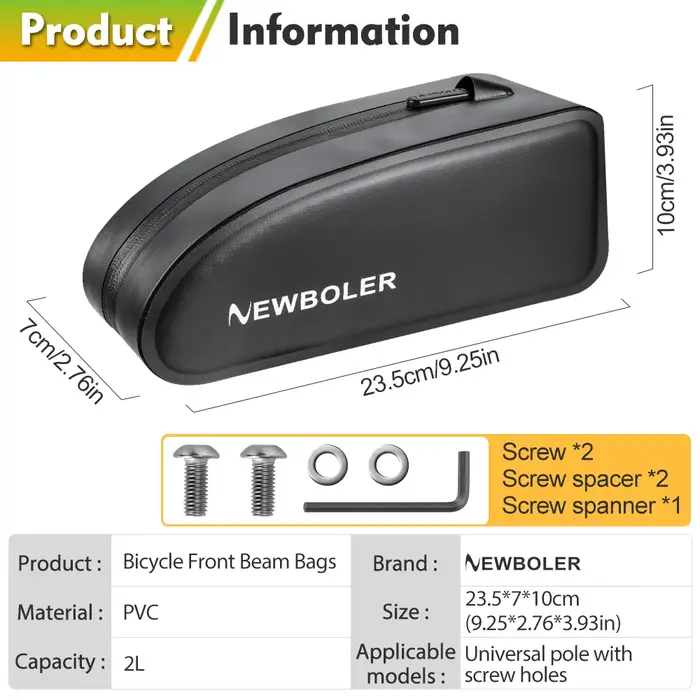 NEWBOLER sac de vélo de gravier sac de Tube supérieur