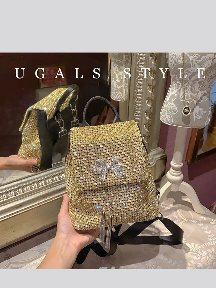 Sac à dos en strass, sac d'école en diamant polyvalent