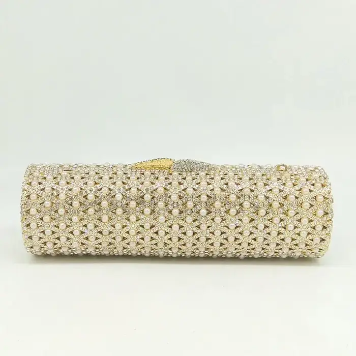 Boutique De FGG élégant baril rond femmes petits sacs De soirée cristal pochette sacs à main mariage