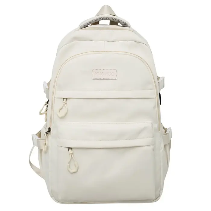 Sac à dos de couleur unie de grande capacité pour lycéens, sac à dos de voyage noir Simple pour coll