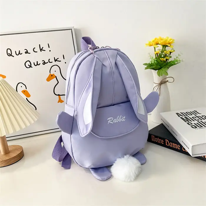 Fille lapin oreille sac à dos cartable décontracté étanche grande capacité école sac à dos lisse fer