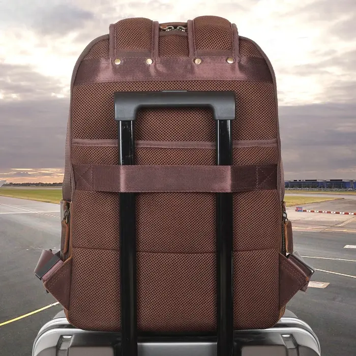Sac à dos pour ordinateur portable en cuir véritable pour hommes de 15