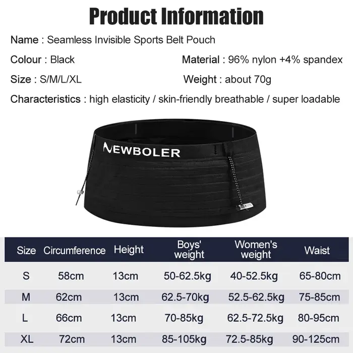 NEWBOLER – sac de taille de sport élastique