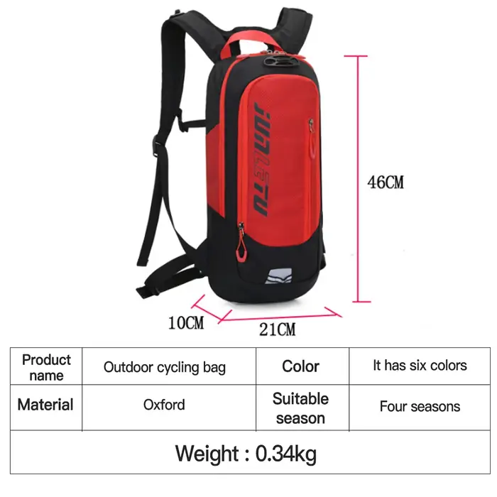 Nouveau sac à dos de vélo vtt 10L avec bandes réfléchissantes de nuit conception de sangle de casque Sports de plein