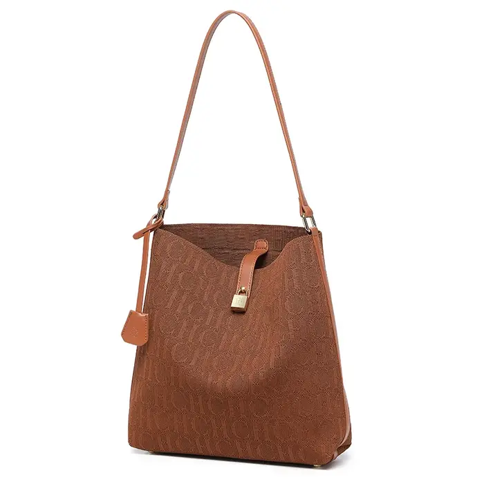 Nouveau sac hobo pour femme avec monogramme et détails de fermeture à clé, sac à bandoulière tendanc