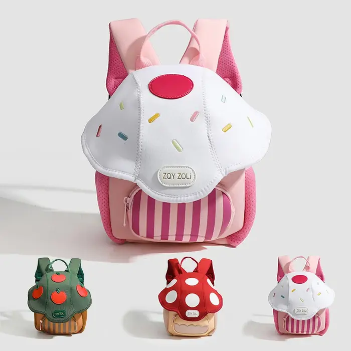 Sac à dos enfant mignon motif champignon et pomme