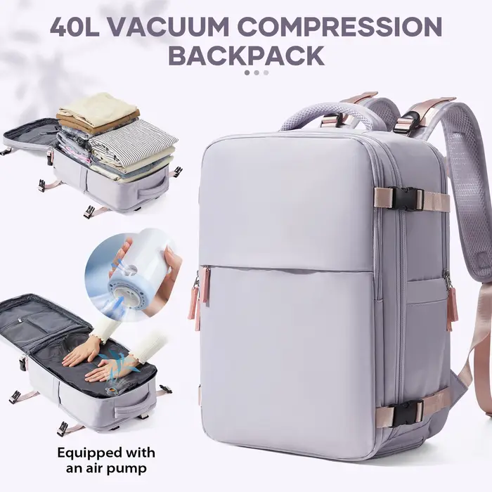 Sac à dos de compression sous vide avec pompe à vide, sac à dos de voyage gain de place pour vêtemen