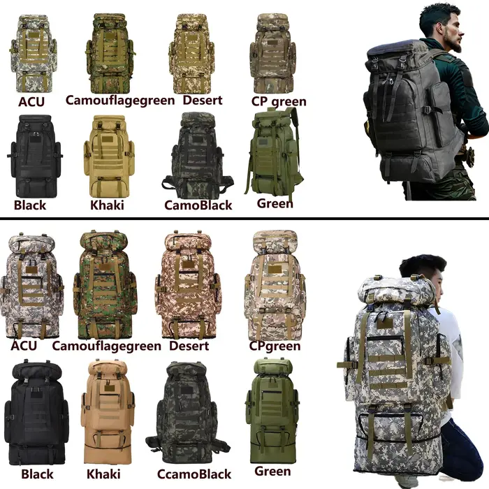 80L/100L sac d'alpinisme sac d'escalade sacs à dos tactiques grand sac à dos en plein air randonnée Camping
