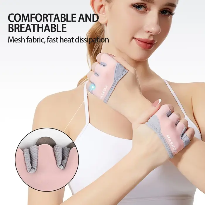 GETINFIT Gants de yoga et de fitness demi-doigts antidérapants pour l'entraînement en salle de sport, protection des mains, fins, respirants, anti-callosités