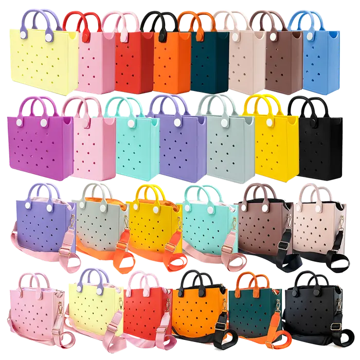Le gars orange nouveau EVA décontracté brin étanche voyage sac fourre-tout femmes mode perforé sac à main ajustement charmes sacs de plage en plein air