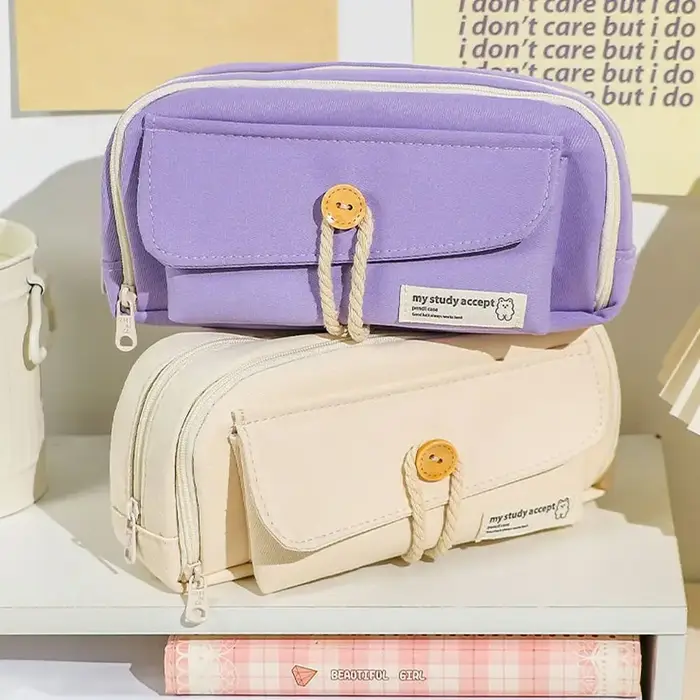 Sac à crayons en tissu multifonction de grande capacité