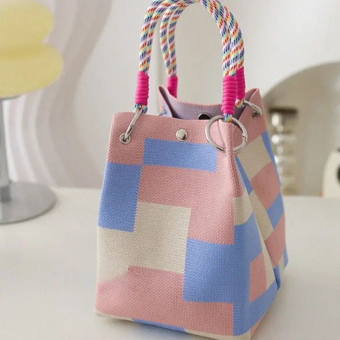 Sac fourre-tout tricoté coréen grande capacité, sac à main portable pour trajets quotidiens, sac à m