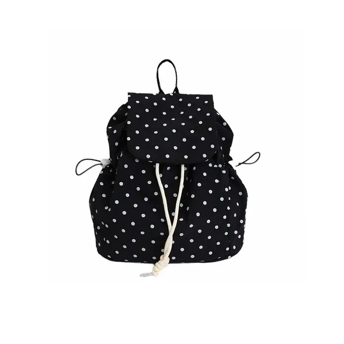 Sac à dos à pois multi-poches pour fille, sac à dos coréen polyvalent à cordon de serrage, sac à dos
