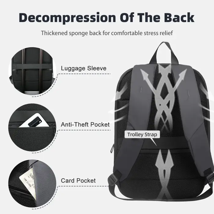 Sac à dos professionnel HK, fin et extensible, pour ordinateur portable 17 pouces, avec port USB, lé