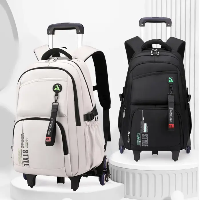 Sac d'école avec roulettes sac à dos roulant pour garçon enfants étudiant sac à dos