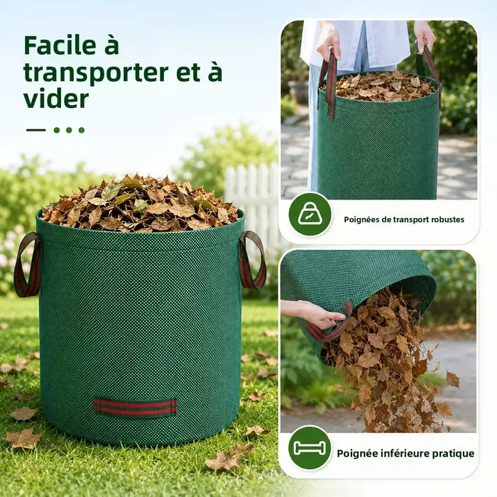 Sac à feuilles de jardin grande capacité réutilisable en PP tissé