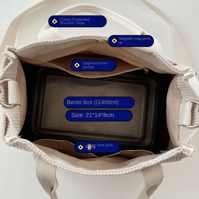 Sac fourre-tout en velours côtelé lavable à la main avec plusieurs poches