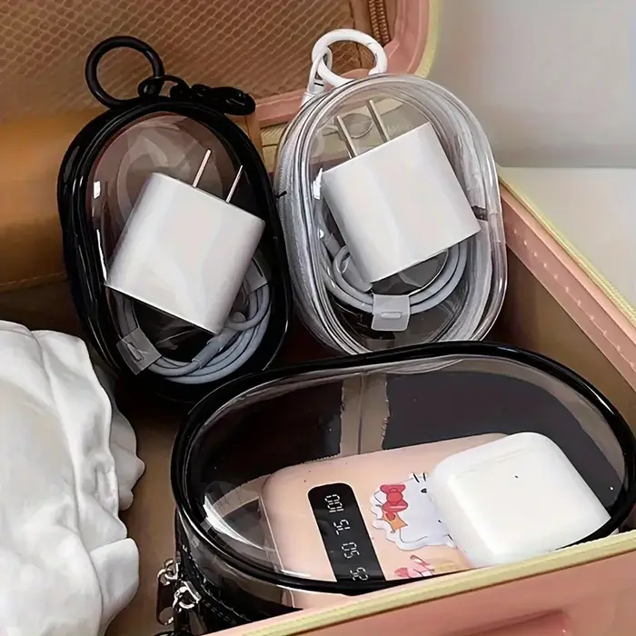 Mini sac de rangement portable à fermeture éclair transparente