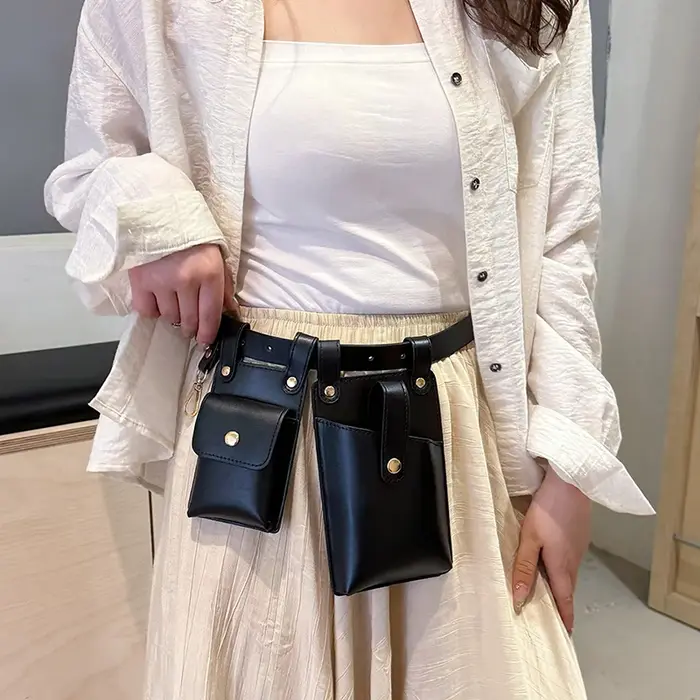 Femmes marque Fanny Pack mode cuir ceinture sac rein haute capacité taille sacs étanche multi-poches