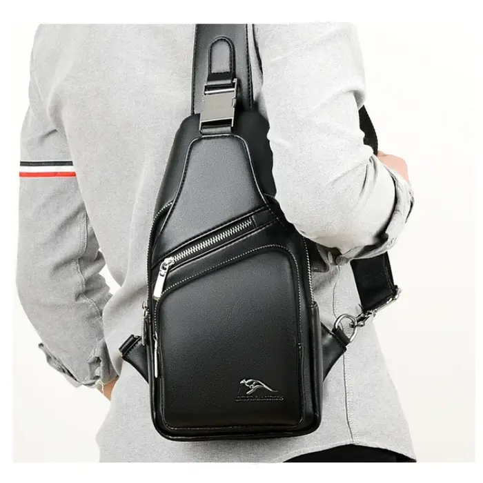 Kangourou marque hommes sac de poitrine 2025 mode Pu cuir fronde côté mâle sacs à bandoulière affaires concepteur sac
