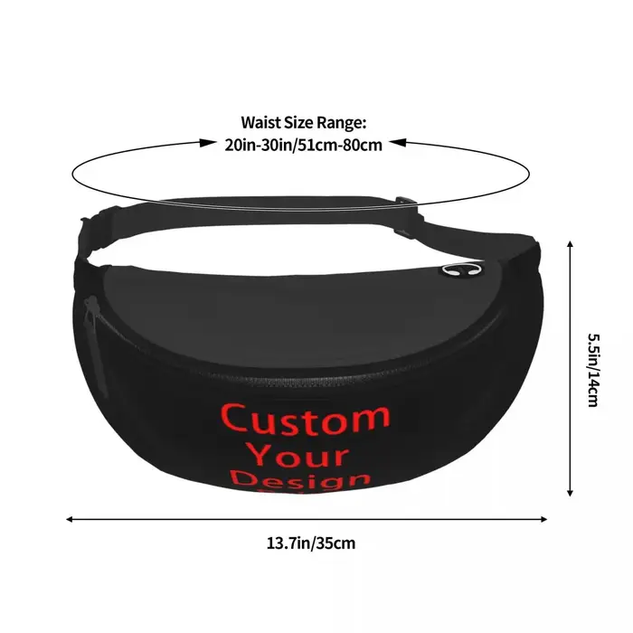 Personnalisez votre Design Fanny Pack femmes hommes Logo personnalisé imprimé sac de taille à bandoulière pour courir téléphone pochette d'argent