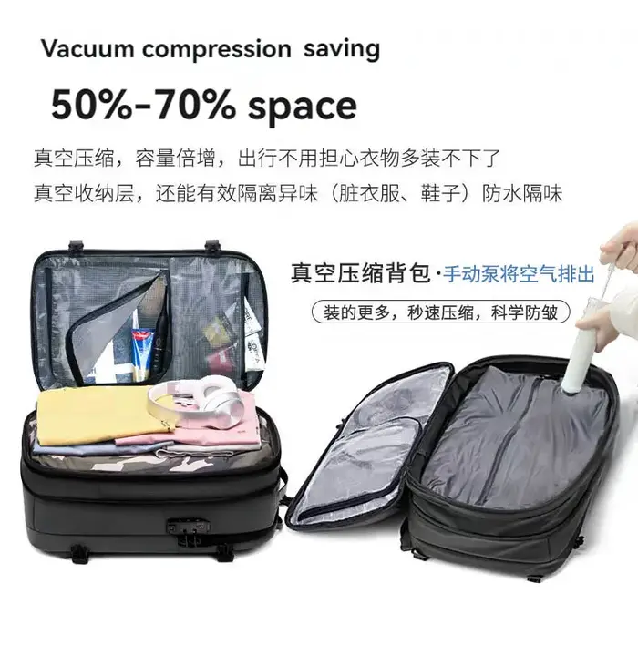 Sac à dos airbag à pompe à vide pour hommes et femmes, sac à dos de compression sous vide, sac à bag