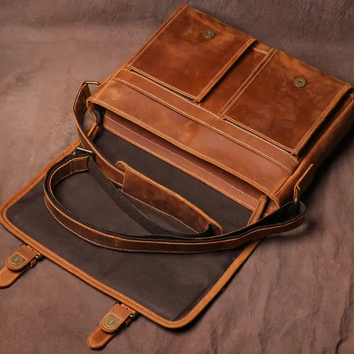 Sac messager en cuir de cheval pour homme