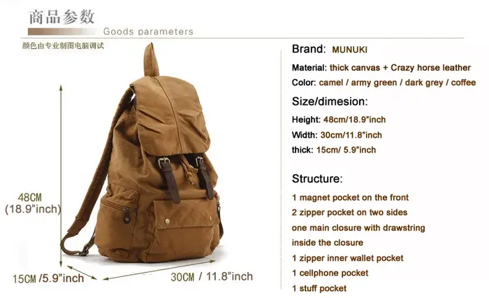 Sac à dos militaire en cuir vintage pour hommes et femmes