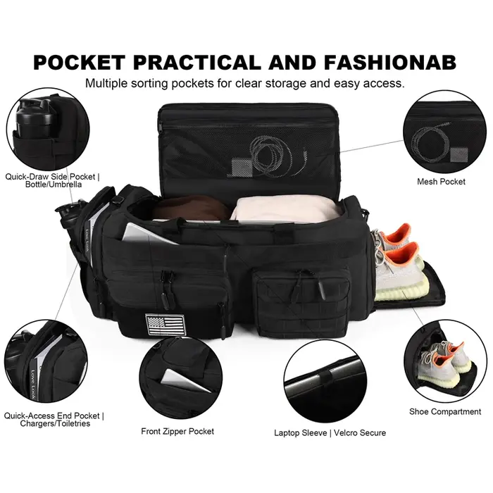 LHI 50L 3 en 1 sac de voyage hommes grands sacs de sport