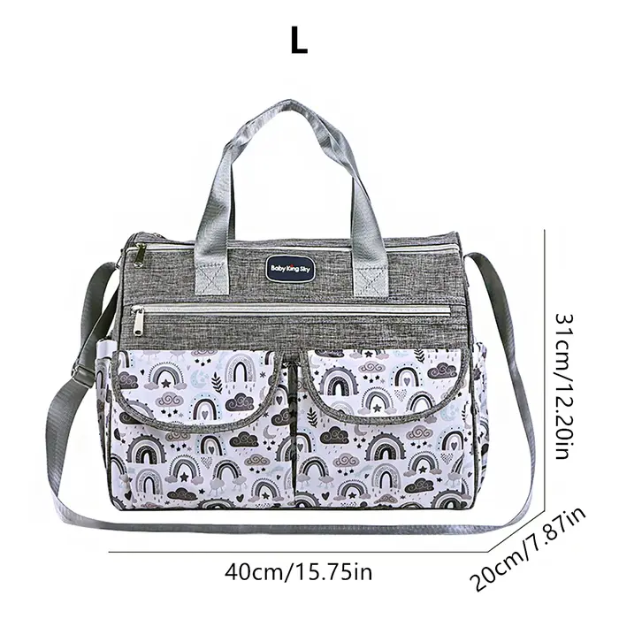 Nouveau sac à bandoulière tendance imprimé nuages pour maman ; Sac multifonctionnel grande capacité à porter en travers du corps pour mère et bébé ; Sac à langer de maternité portable pour les sorties