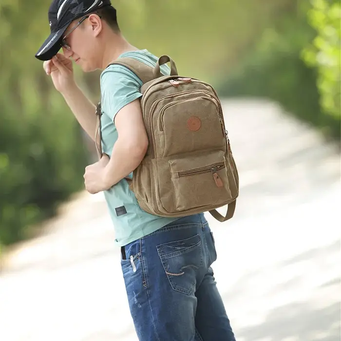 Version coréenne sac à dos à la mode sac à dos en toile décontracté unisexe voyage ordinateur sac d'école grande capacité rétro étudiant sac à dos