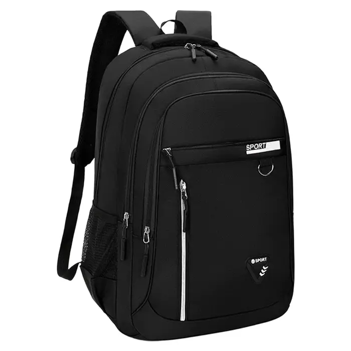 Sac à dos noir sportif tendance avec détails multicolores pour un usage quotidien