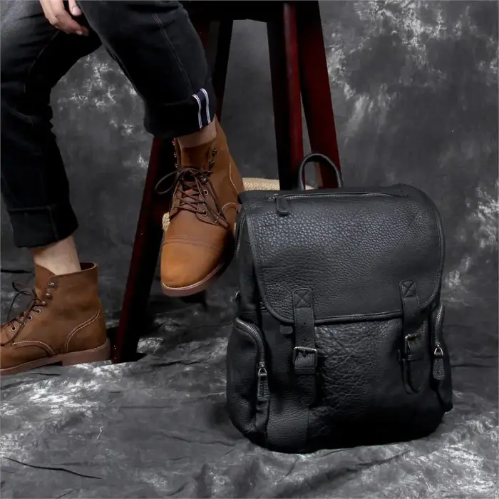 La première couche en cuir hommes sac à dos sac à bandoulière voyage grande capacité sacs à dos pour