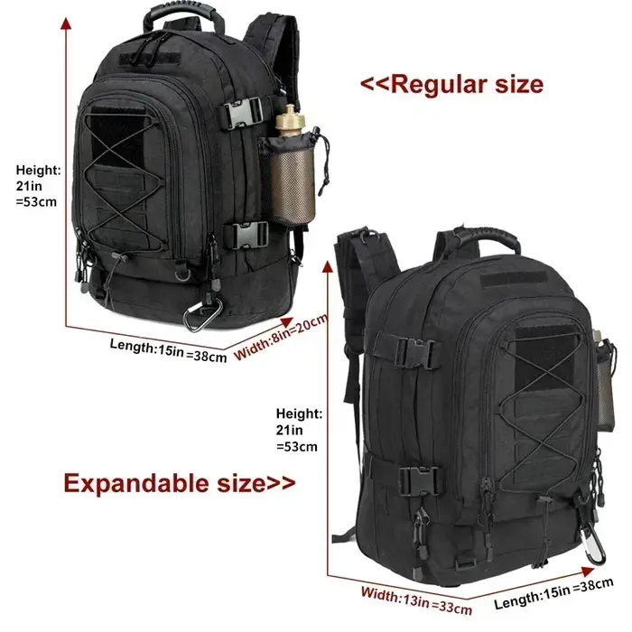 Sac à dos tactique Extra Large 60L pour hommes et femmes, résistant à l'eau en plein air, de randonn