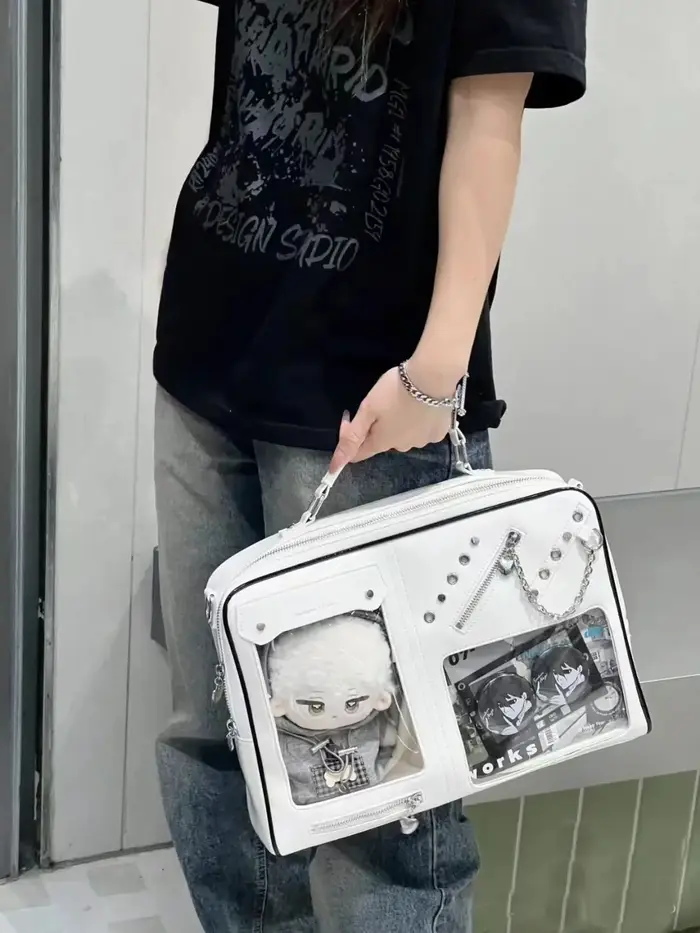 JIAERDI Harajuku blanc sac de messager Packpack femmes nouveau Transparent Jk poignée sacs à bandoulière femme Lolita doux Ita sac filles