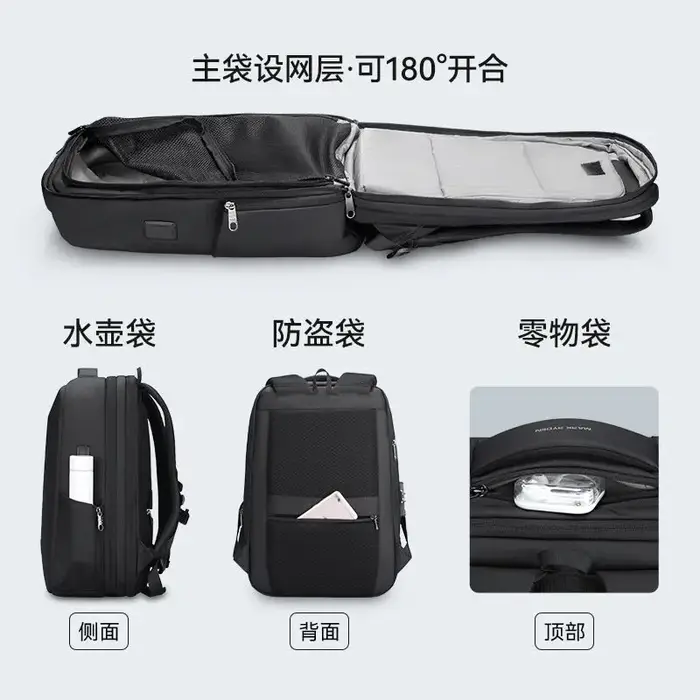 MARK RYDEN-sac à dos anti-vol TSA pour hommes, sac de voyage étanche pour ordinateur portable 15.6 p