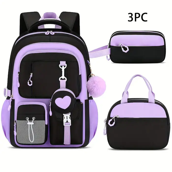 Sacs d'école pour enfants pour adolescentes ensemble cartable Kawaii école primaire 3 pièces sac à dos de lycée