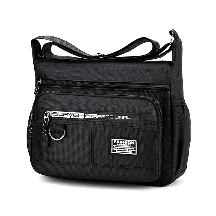 Sac à bandoulière pour hommes, sac de rangement décontracté et professionnel à la mode avec poches m