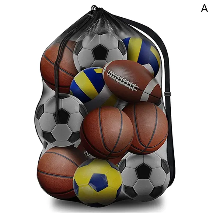 〔E〕Sac de sport en filet extra large pour ballons de football, basketball, volley-ball, avec cordon