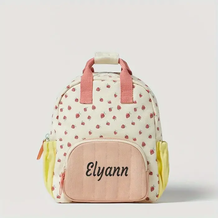 Nom de broderie personnalisé Strawbreey filles école sac à dos maternelle cartable déjeuner sac fourre-tout sac à main