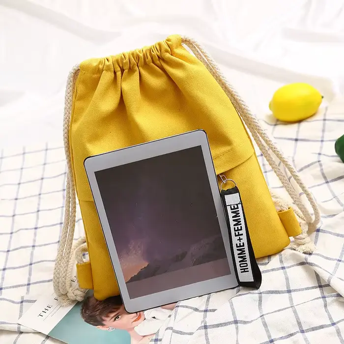 1 Pc toile sac d'école Double épaule cordon sac à dos