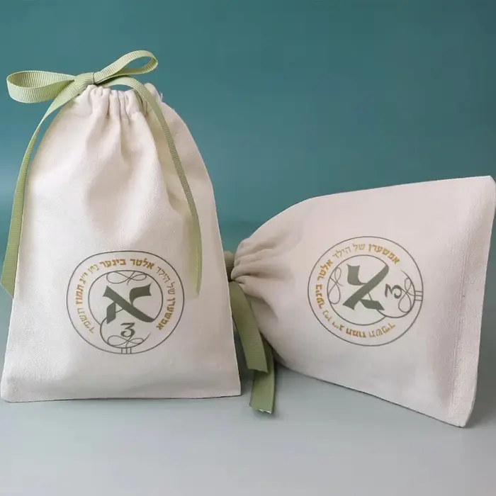 Sacs cadeaux en coton biologique, ruban de sauge, sac d'emballage de bijoux, sac écologique pour cad