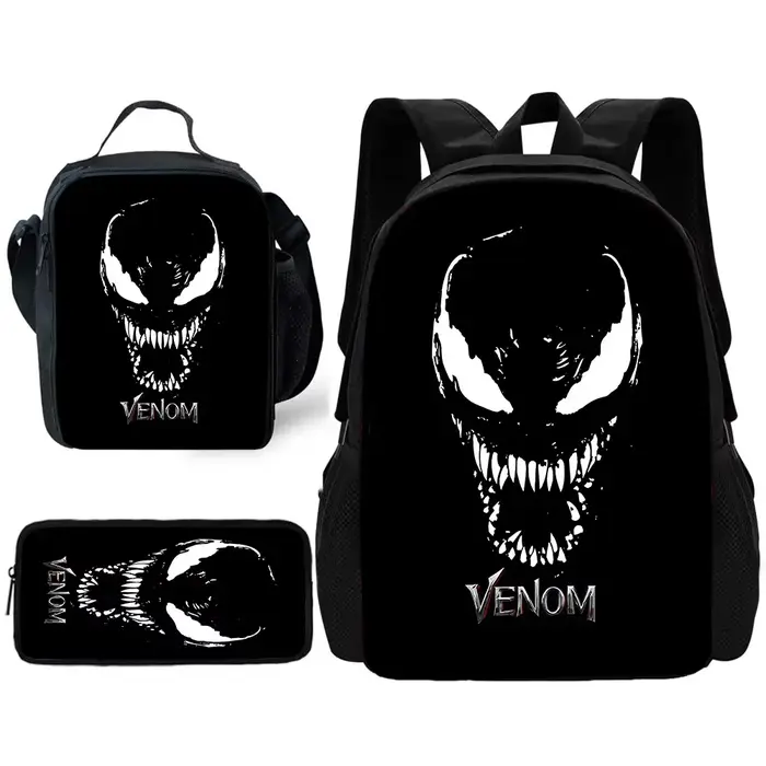 Sac à dos d'école Marvels Venom pour enfants avec sacs à lunch