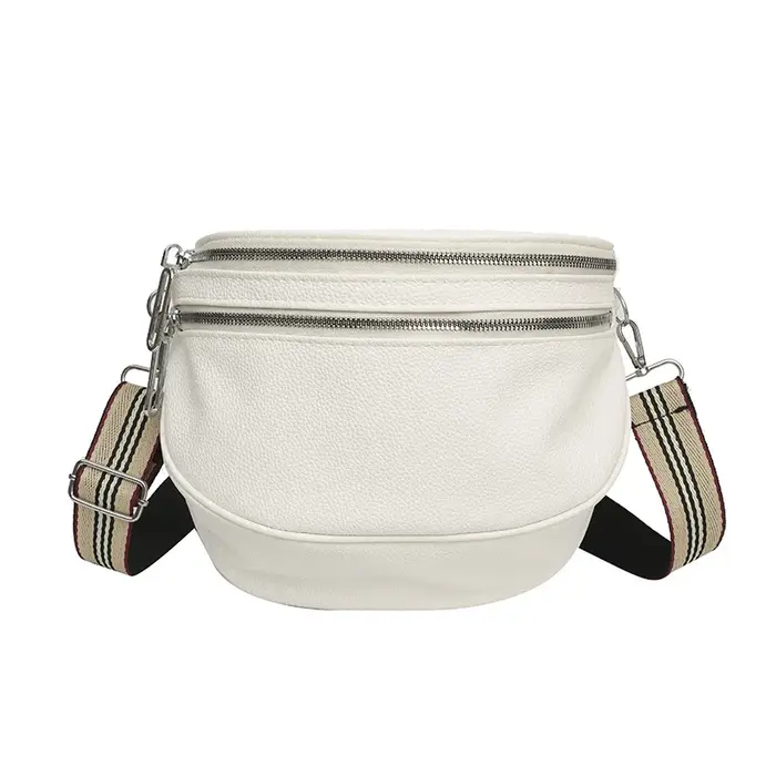Élégant couleur unie en cuir PU Fanny Packs pour femmes Double fermetures éclair conception taille s