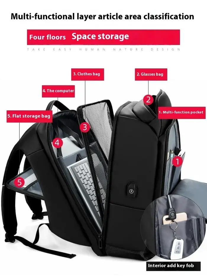 Sac à dos pour ordinateur portable de grande capacité pour hommes de 18 pouces