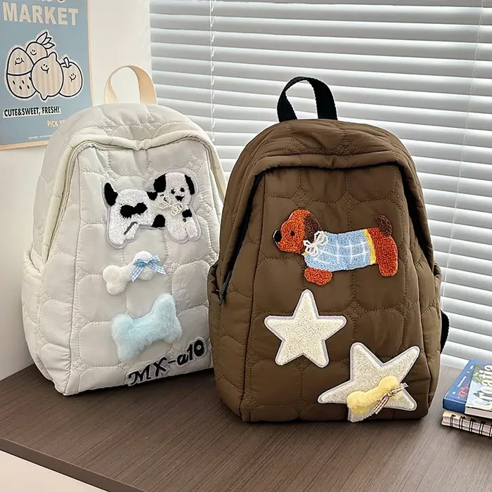 Sac à dos brodé de dessin animé en nylon pour filles