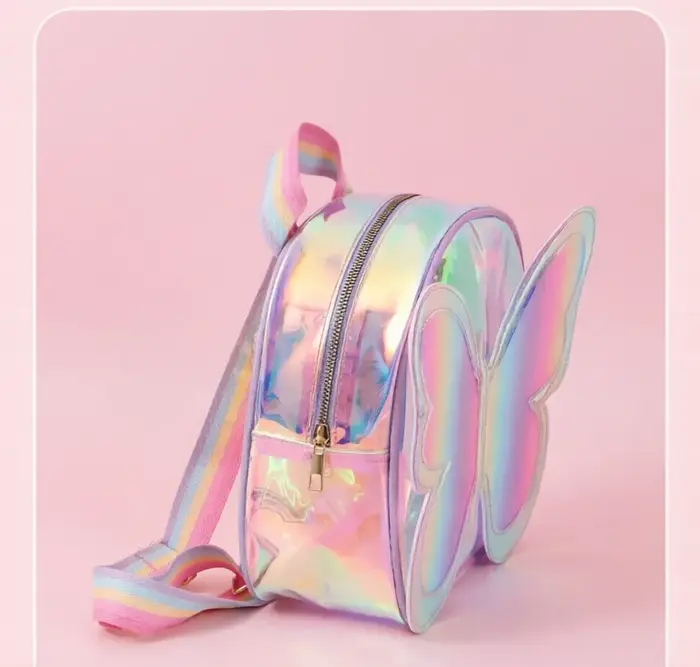 Sac à dos tendance pour filles, design papillon laser, mochila pour enfants